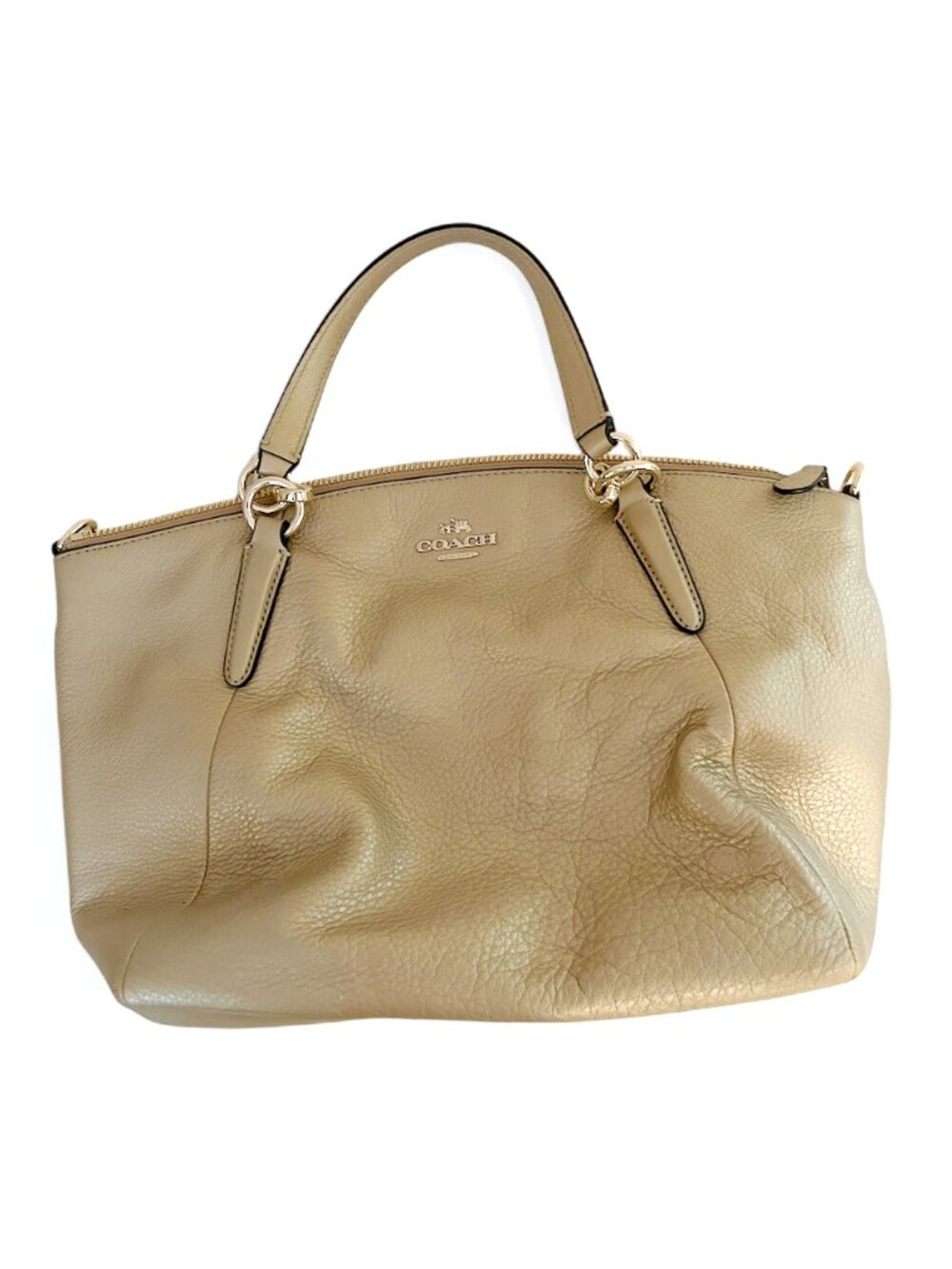 Coach Kacey Satchel Gold Metallic Pebbled Leather Crossbody Bag